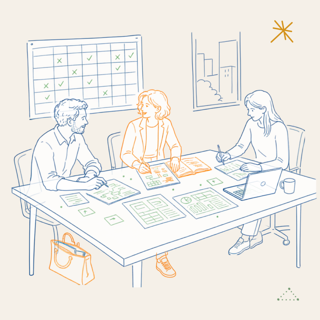 Illustration pour l'offre temps partagé de Marie Gouttenoire — Consultante indépendante en ingénierie de l'habitat inclusif et participatif. Conseil stratégique, AMO projet et appui ressource auprès de collectivités, bailleurs sociaux et opérateurs privés. Intervention en Auvergne-Rhône-Alpes et au niveau national pour faire émerger, structurer et sécuriser des projets d'habitat inclusif co-construits avec les habitants.